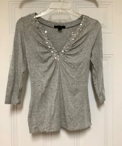 Express Women’s Sequin Shirt Size XS Gray Tee Top - Picture 1 of 12