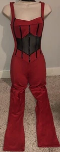 Red Mesh Accent Bodycon Sleeveless Jumpsuit K TOO Sz Small - Picture 1 of 8