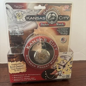 Orologio da tasca AS SEE ON TV Kansas City Railroad nuovo da collezione catena 26" - Foto 1 di 5