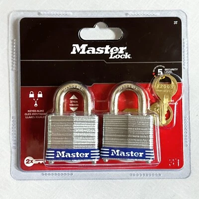 Master Lock Padlocks 1 Pack of 2 NEW 3T  P65096 071649321900 - Image 1 of 4