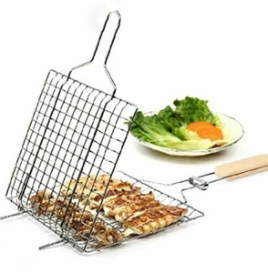 BBQ Grillguthalter Grillkorb Grillgitter Grillwender Fleisch Fisch Gemüse Korb - Bild 1 von 6