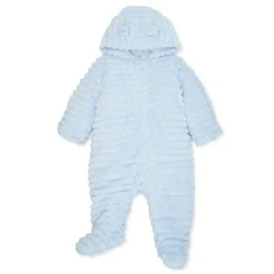 Wonder Nation Baby Boy 6-9 M Bear Pram Snowsuit Jumpsuit Blue New w/o Tags - Picture 1 of 4
