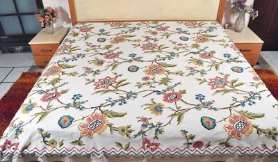Colcha bordada a mano 100 % algodón floral cachemira artesanía ropa de cama decoración Foto 1 de 4