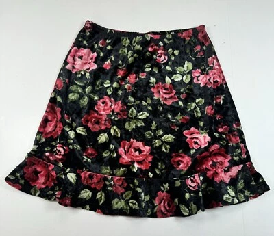 Y2K 2002 Gymboree Niñas Terciopelo Floral Falda Volantes Talla 7 Años Foto 1 de 4