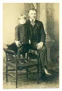 RPPC Father & Son nice background VTG Postcard TM2. - Picture 1 of 2