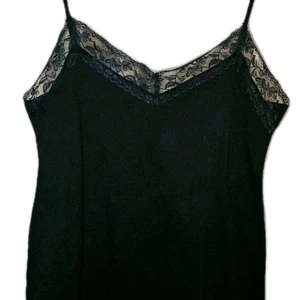 Vintage Y2K Lace Trim Cami Tank Black Matrix Goth Basic Capsule Goth Romantic  - Picture 1 of 5