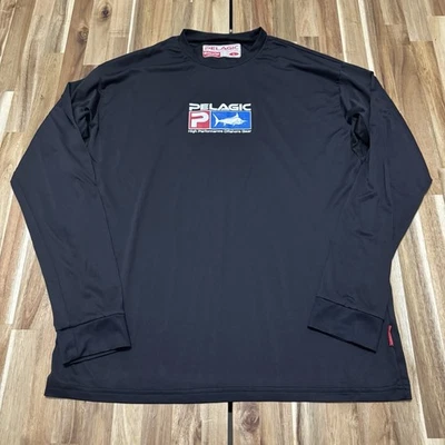 Camisa de Sol Pelagic Aquatek Para Hombre L Negra Manga Larga Protección Solar Pesca Foto 1 de 4