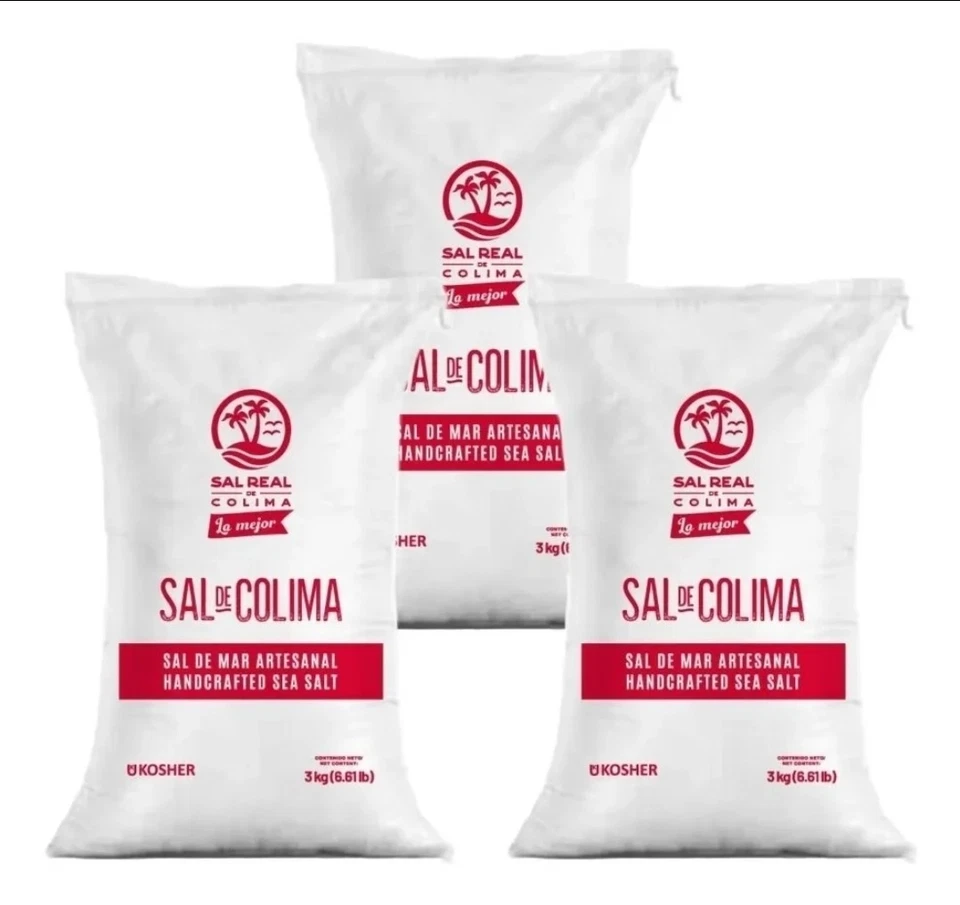 Colima sea salt (3 packages of 13 lbs) sal marina 3 paquetes de 3kg cada uno, 3