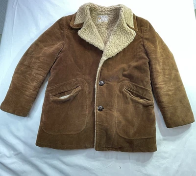 Chaqueta de Colección Fox Knapp Para Hombres 44 Marrón Pana Sherpa Forrada Cuello Años 60 70 Foto 1 de 4