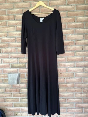 Coldwater Creek Women's Black Maxi Dress 3/4 Sleeve Pullover Size PXL Made USA - Image 1 of 4