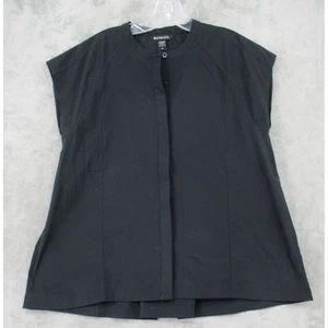 Athleta Shirt Womens Medium Poplin Performance Pullover Oversized Blouse Black - Picture 1 of 12