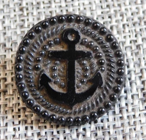 Antique Vtg Glass Picture Button Anchor Aprx: 7/8" #808-A - Picture 1 of 5