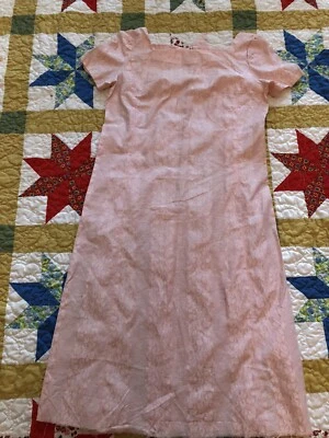Vestido recto rosa algodón hecho a mano años 60 PIECE PROJECT🌼🌻pequeño Foto 1 de 4