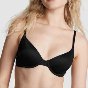 VS Pink Women's Wear Everywhere Lightly Lined T Shirt Bra in Black, Size 34DD - Picture 1 of 7