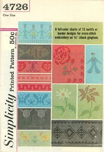 Simplicity 4726 Motifs & Border Designs for Cross Stitch 1/8" Gingham INCOMPLETE - Picture 1 of 5