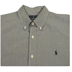 Ralph Lauren Shirt Mens Extra Large Black Micro Check Pony Cotton Stretch - Picture 1 of 9