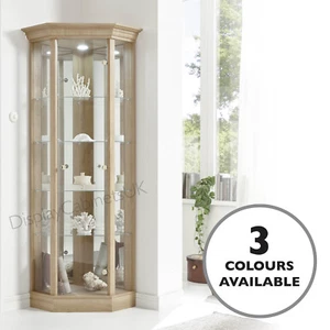 HOME Glass Corner Cabinet Pelmet In Light Oak, Dark Oak or Mahogany Effect - Picture 1 of 7