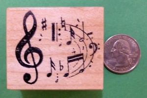 Estampilla de goma musical Merriment, montada en madera - Imagen 1 de 1