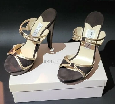 Jimmy Choo suede metallic nappa coffee 063HENRI SIZE 38 - Image 1 of 4