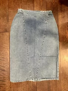 Falda lápiz vaquera vintage años 80 marca PASTA líneas estilo V - Imagen 1 de 8