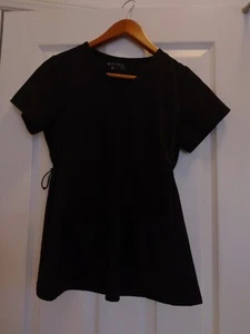 Med Couture Plus+ One Women's V-Neck Scrub Top Black XS Waist Drawstring Nurse - Picture 1 of 9