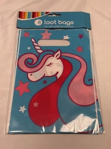 unicorn party treat bags 8 count 1 pack 9X6.5 inch - Picture 1 of 2