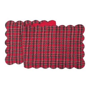 Runner da tavolo trapuntato reversibile a quadri natalizi tartan rosso 14" x 51" - Foto 1 di 1