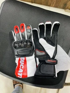 Ducati Motorcycle Leather Racing Gloves Motorbike Riding Gloves - Picture 1 of 5