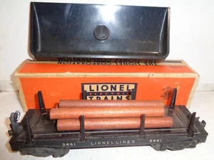 1949-52 VINTAGE LIONEL #3461X O GAUGE OPERATING LOG CAR IN ORIGINAL BOX - Picture 1 of 7
