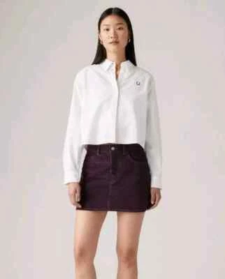 Minifalda de pana púrpura Levi's Icon para mujer talla 29 algodón botón mosca Foto 1 de 4