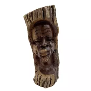 Vintage Afrikanische Männerbüste Handgeschnitzt Rustikal Massivholz Skulptur - Bild 1 von 7