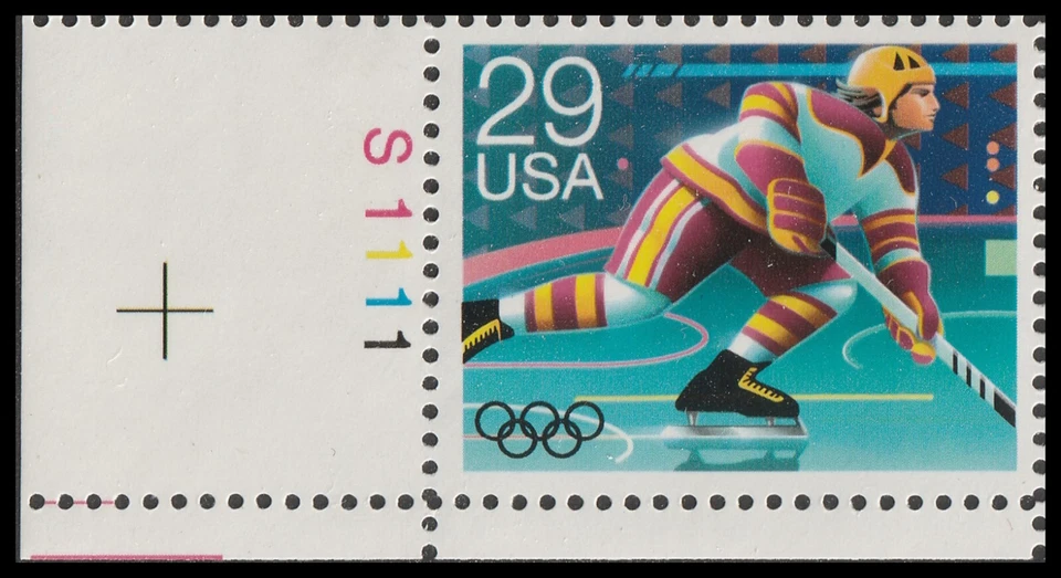 US 2611 Winter Olympics Hockey 29c plate single LL MNH 1992 - Image 1 of 1