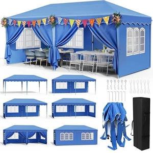 Pavillon 3x6m Wasserdicht Faltpavillon Partyzelt Gartenzelt mit 6 Seitenwänden - Bild 1 von 38