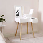 Dressing Vanity Table Makeup Desk with Flip Top Mirror and 2 Drawers White MDF