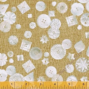 WINDHAM "HABERDASHER" SEWING THEME BUTTONS FABRIC PRICED PER 1/2 YD - Picture 1 of 1