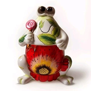 Floral Frog Lidded Candle/ potpurrie Jar. Holds Tea Light Or Votive Candles - Picture 1 of 7