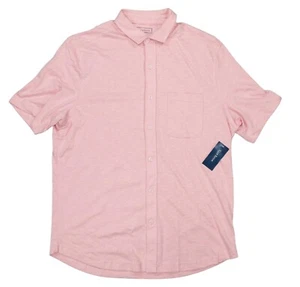 Club Room Slub Knit Chest Pocket Short Sleeve Men's Button Down Shirt M NWT Pink - Picture 1 of 2