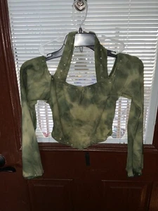Weissman’s Designs For Dance Small Adult Army Green Halter Crop Top Costume - Picture 1 of 3