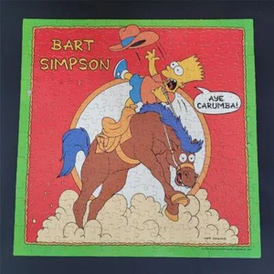 1990 The Simpsons Puzzle Complete 250pc Bart Aye Carumba Rodeo Horse MB Vintage - Picture 1 of 10