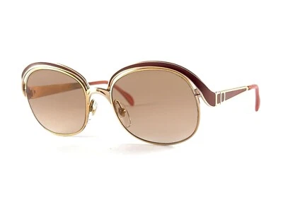 VINTAGE CHRISTIAN DIOR 2037 43 GOLD & MAHOGANY SUNGLASSES 1970'S AUSTRIA - Image 1 of 4