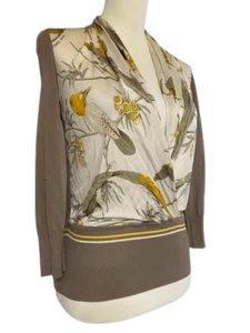 HERMES Vintage Scarf Knit Ladies Blouse Top 100% Viscose Size 36 Beige Women's - Picture 1 of 9