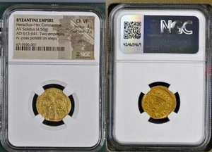 HERACLIO con HERACLIO CONSTANTINO, 610-641. AV Solidus (4,50 gms), NGC - Imagen 1 de 3