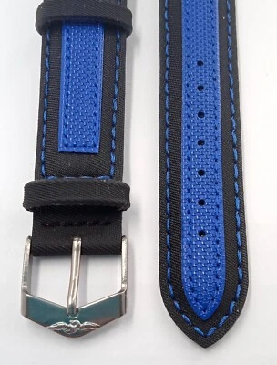 Correa Correa Correa Cinturino Sector 20Mm Negra/Azul Resistente al Agua 5260 NOS Foto 1 de 4