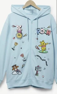 DISNEY Hoodie WINNIE THE POOH Front Zip MEDIUM Blue BOXLUNCH New - Picture 1 of 3