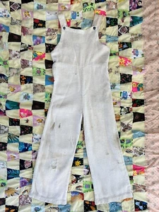 VINTAGE 1930s Cotton Overalls Children Large Depression Workwear Flour Sacks? - Picture 1 of 17