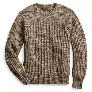 RRL Crewneck Cotton Melange Heather Thick Sweater Brown Men's Extra-Large XL - Picture 1 of 2