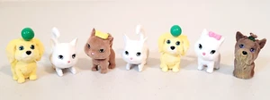 Vintage 7 Piece Puppy Kitty in my Pocket Style Flocked Puppies Kittens Toys - Picture 1 of 12