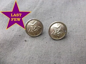 2 x ORIGINAL 14 mm 1930's to 1950's brass tunic buttons Soviet army surplus item - Picture 1 of 7