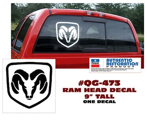 QG-473 DODGE TRUCK - RAM HEAD DECAL STICKER 9" TALL - ONE DECAL - Foto 1 di 1