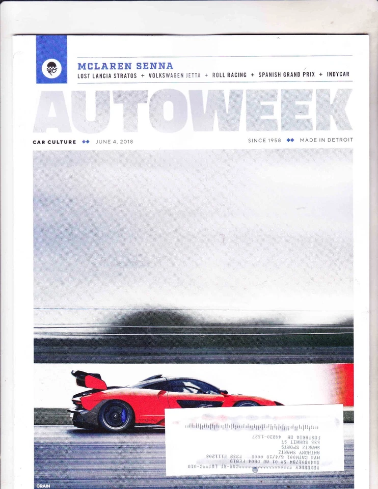 AUTOWEEK--MCLAREN SENNA COVER-----JUNE 4 2018 - Image 1 of 1